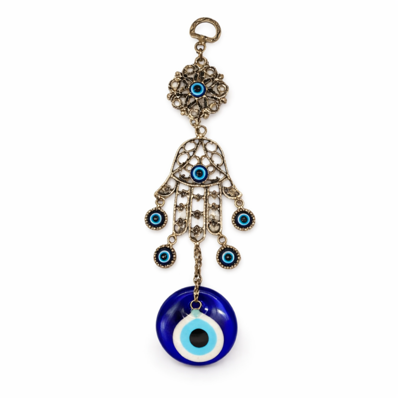 Hamsa Τοίχου με Γυάλινο Μάτι – Ασπίδα Φωτός & Προστασίας