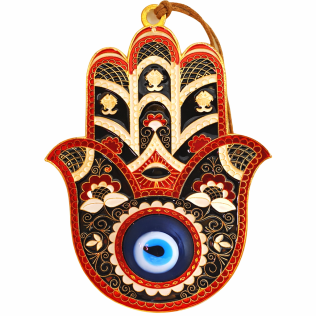 Μεταλλικό Hamsa Τοίχου με Κόκκινο & Μαύρο – Η Σφραγίδα της Απόκρυφης Προστασίας