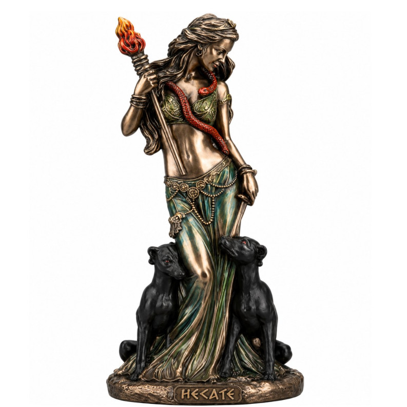 Εκάτη με Πυρσό, Φίδι & Μαύρους Σκύλους – Hecate Goddess Statue Εκάτη με Πυρσό, Φίδι & Μαύρους Σκύλους – Hecate Goddess Statue