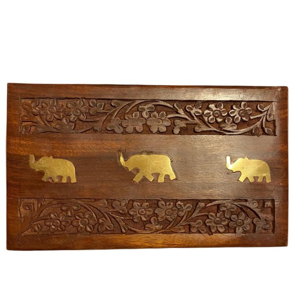 Ξύλινο Κουτί Με Ελέφαντες